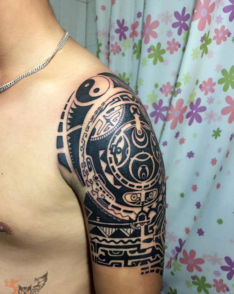 图腾纹身图片_成品手臂欧美图腾纹身图案