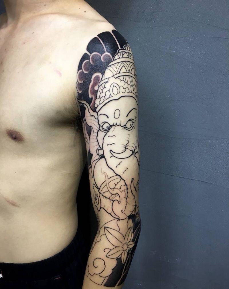 七分臂象神（未完待续）纹身图片_传统手臂重庆重庆刺青Tattoo纹身图案