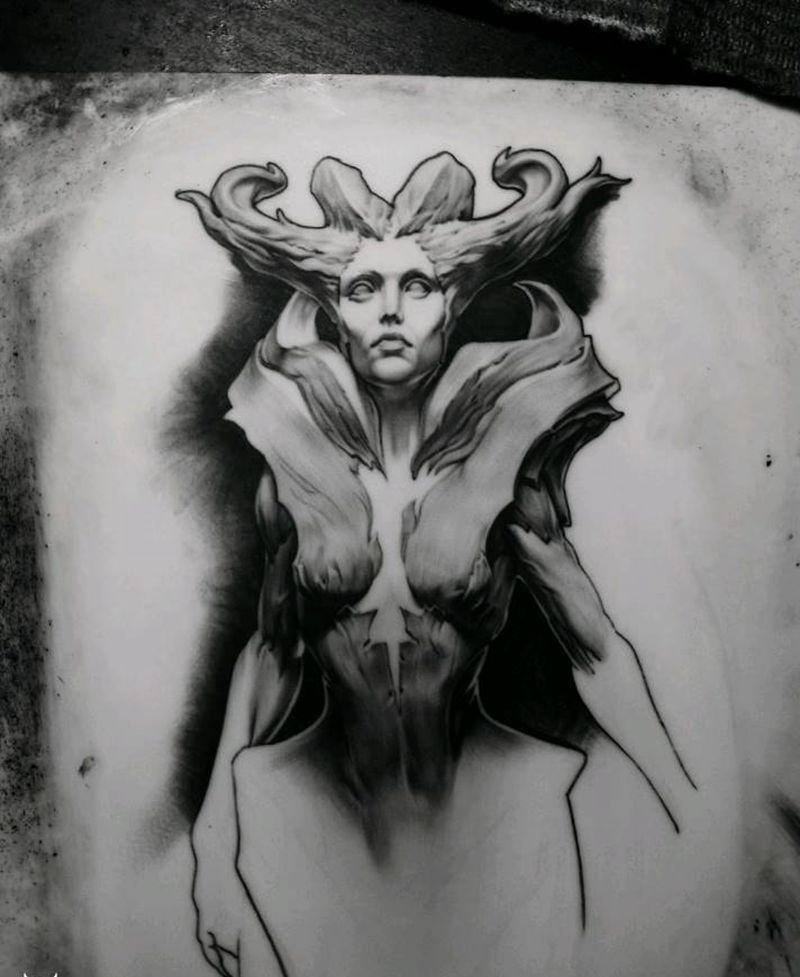 树女纹身图片_欧美写实纹身图案