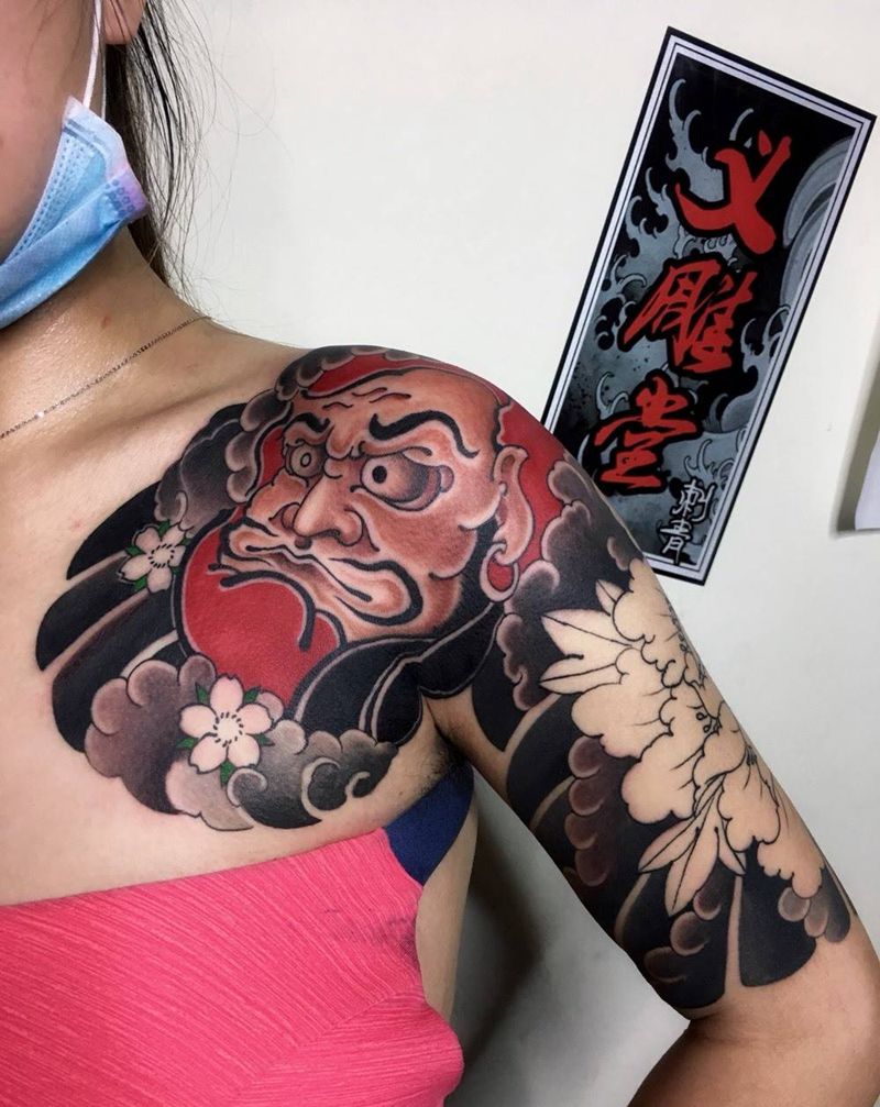 达摩翁半胛纹身图片