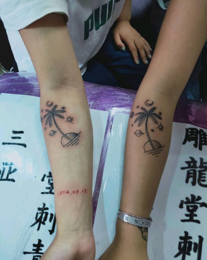 椰树纹身图片_手臂纹身图案