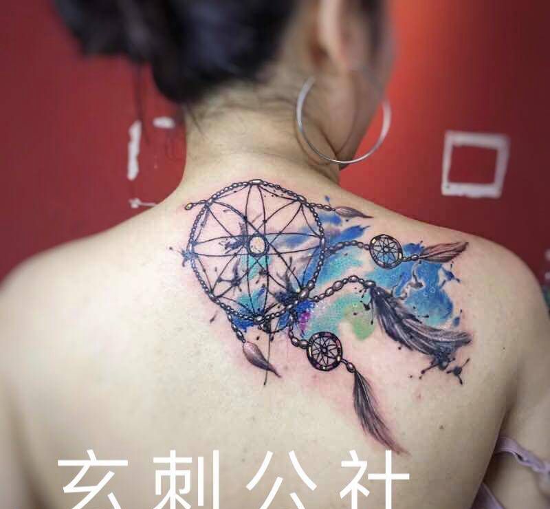 遮盖捕梦网纹身图片