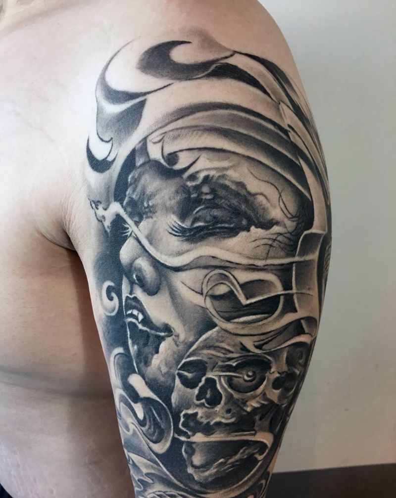 吸血鬼纹身（恢复后）纹身图片_手臂欧美人物重庆刺青义雕堂图案纹身图案