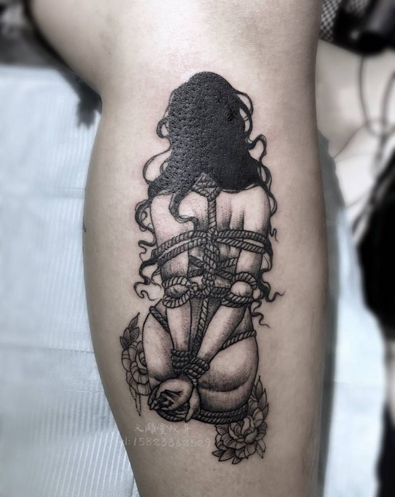 捆绑纹身图片_腿部清新人物重庆重庆刺青图案纹身图案