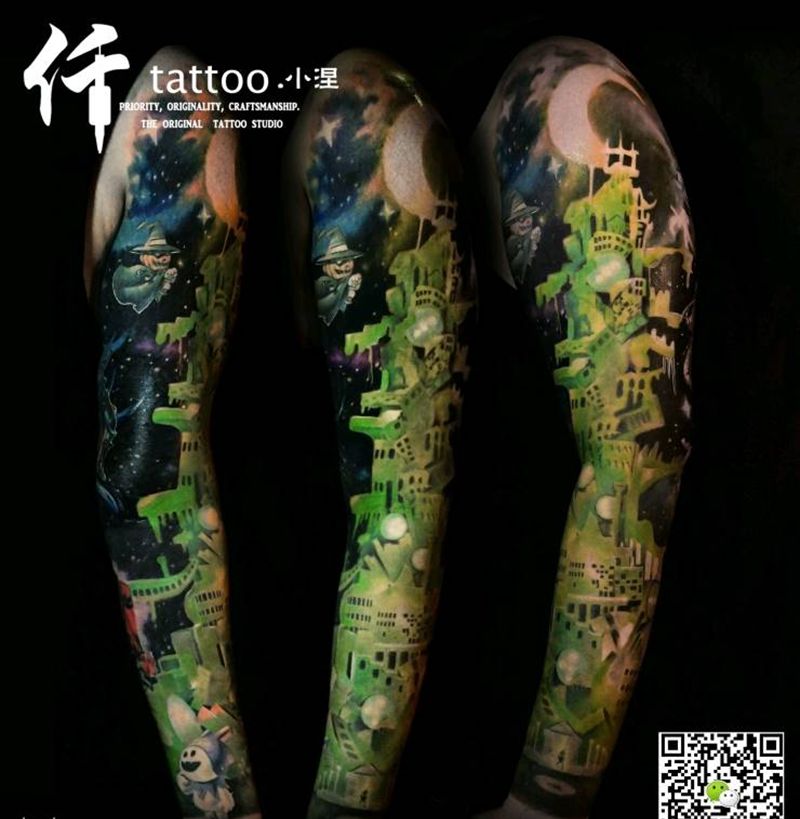 怪兽之塔纹身图片_手臂手部欧美写实New School塔怪物插画纹身图案