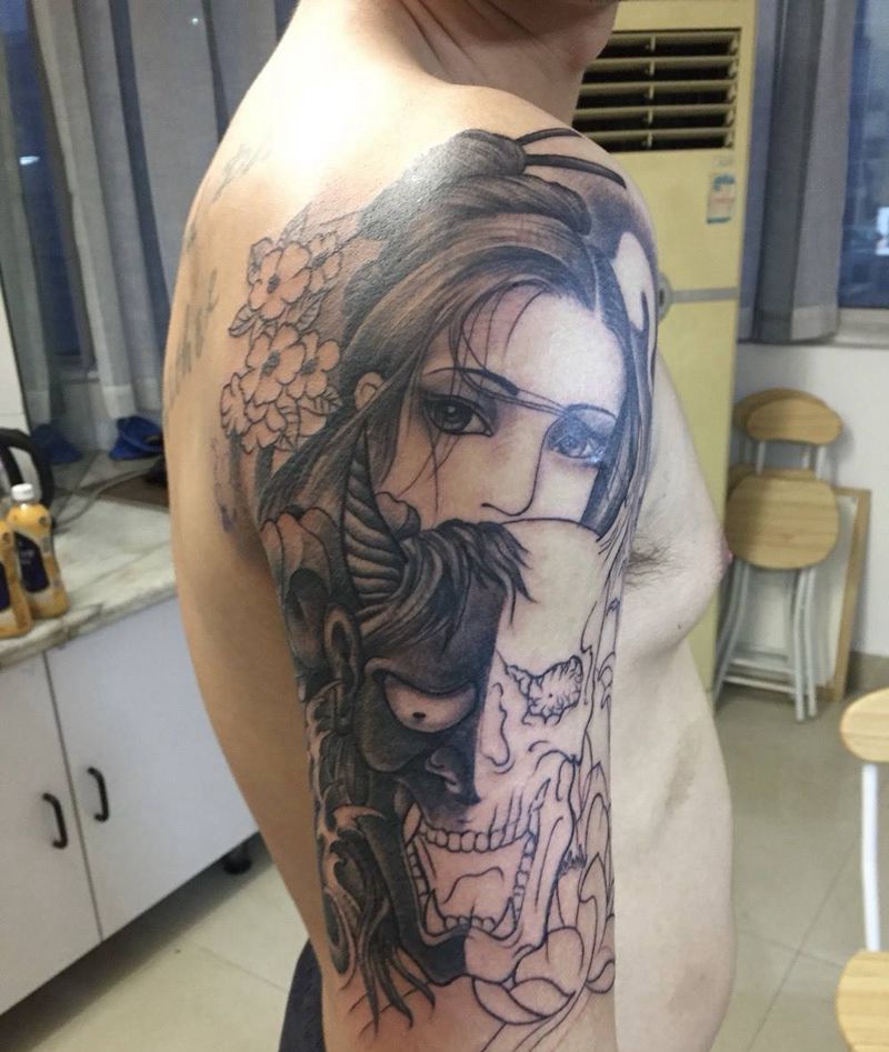 半面妆纹身图片