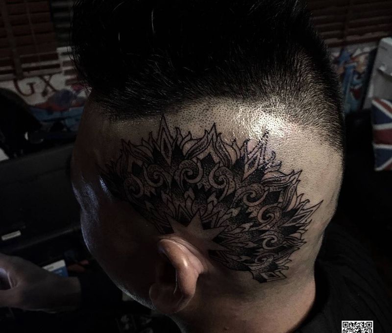 曼陀罗点刺纹身图片_成品清新几何原创刺青点刺鬼绣作品纹身图案