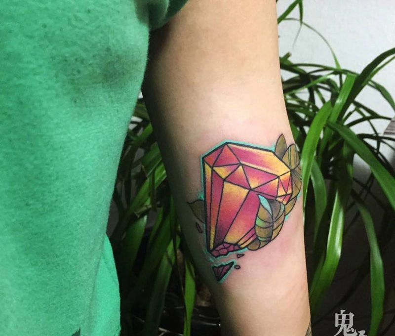 New school花臂拼接纹身图片_手臂欧美原创动物植物纹身图案