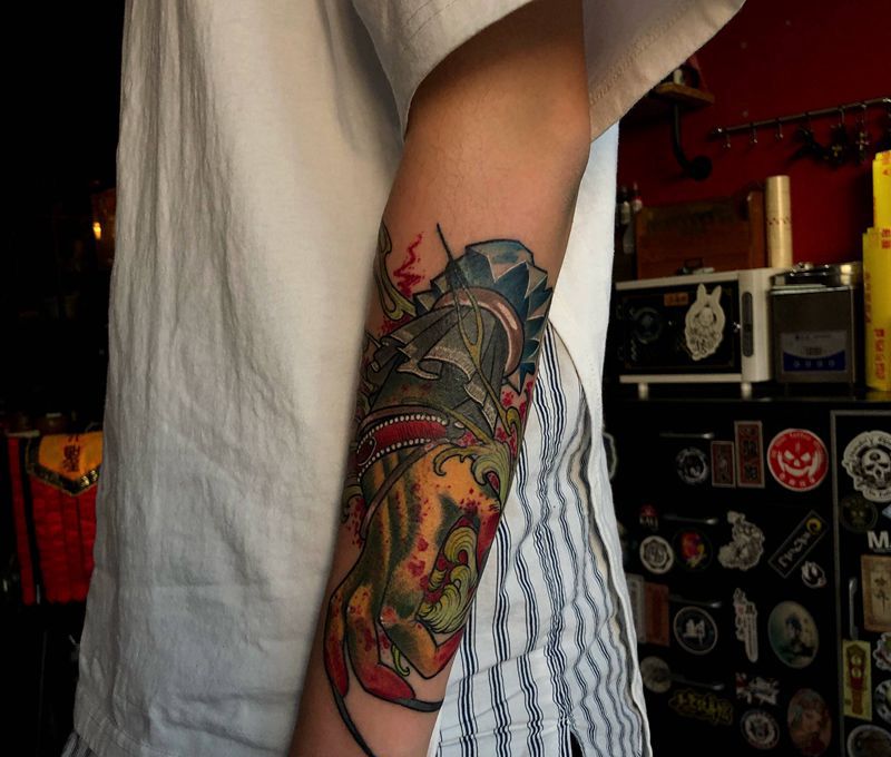 New school纹身图片_手臂New School鬼绣文化纹身图案