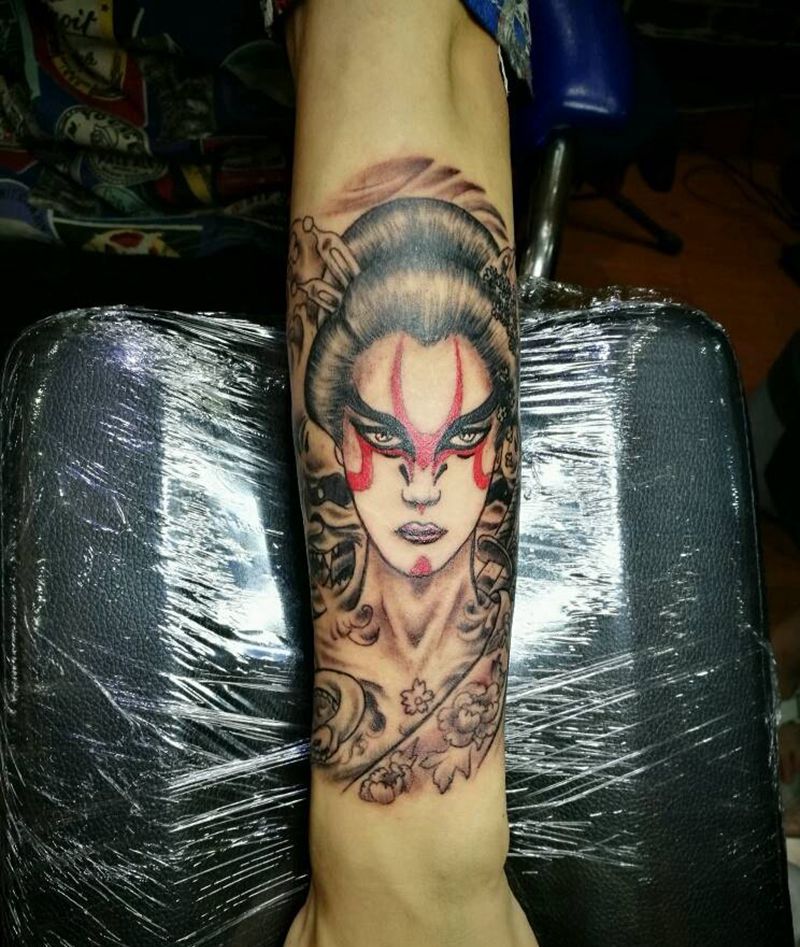 小臂艺妓纹身图片