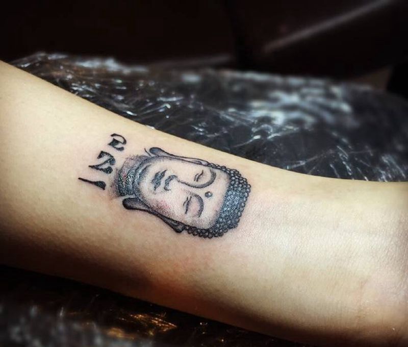 佛头纹身图片_成品手部清新传统宗教人物鬼神纹身图案