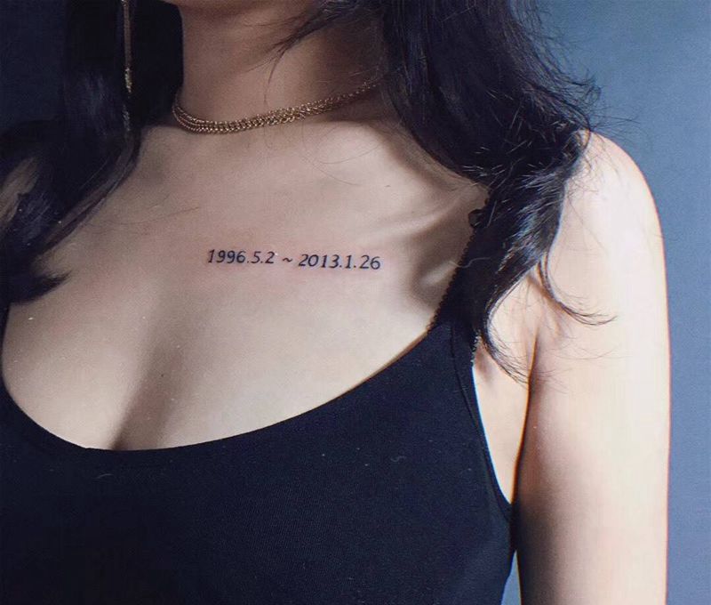 数字纹身图片_胸部纹身图案