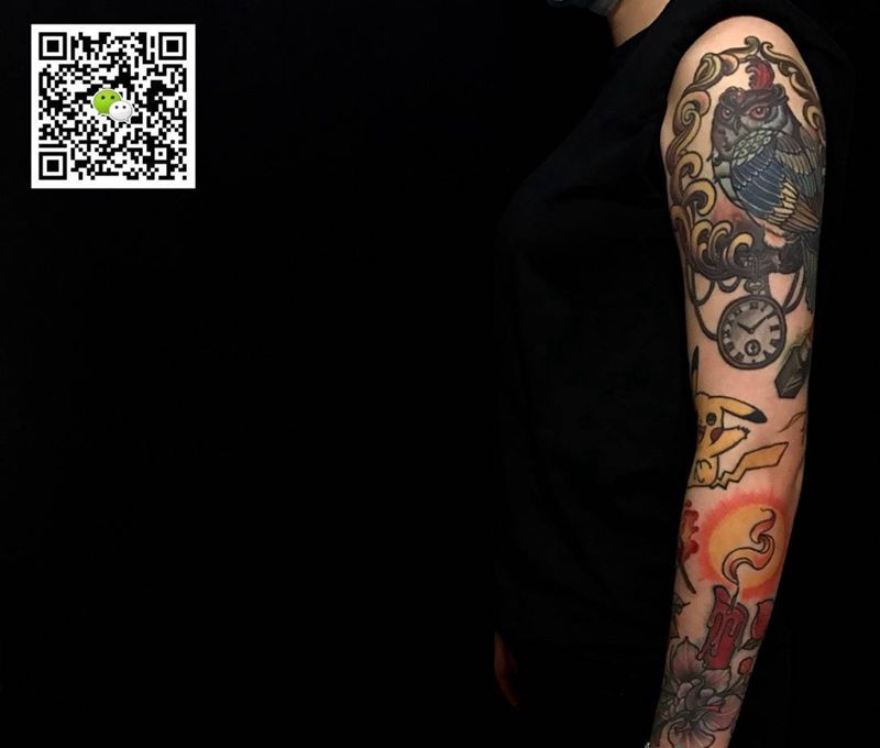 New school花臂纹身图片_成品手臂欧美刺青纹身图案