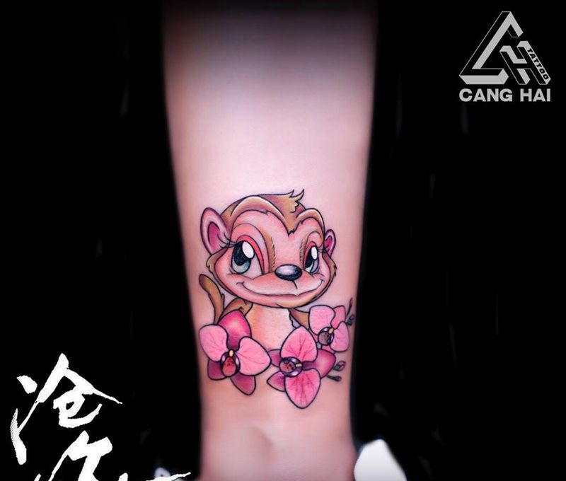 可爱的小猴纹身图片
