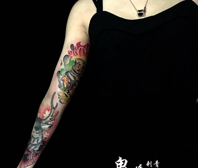 纹身师必备纹身图片_成品手臂欧美动物静物刺青纹身图案