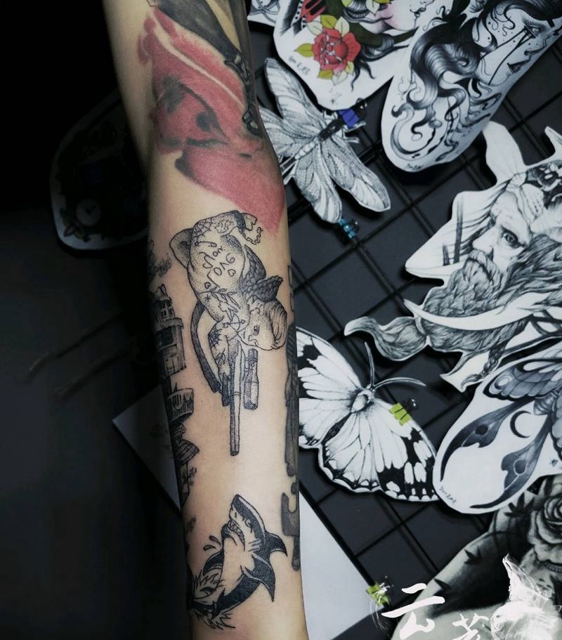 小臂添加纹身图片_手臂点刺纹身图案