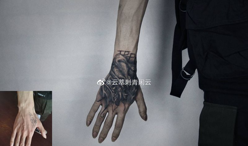 遮盖皮皮龙纹身图片_手部纹身图案
