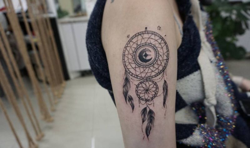 捕梦网纹身图片_手臂几何纹身图案