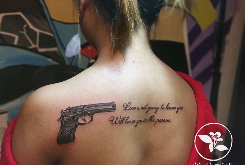 枪纹身图片_成品纹身图案