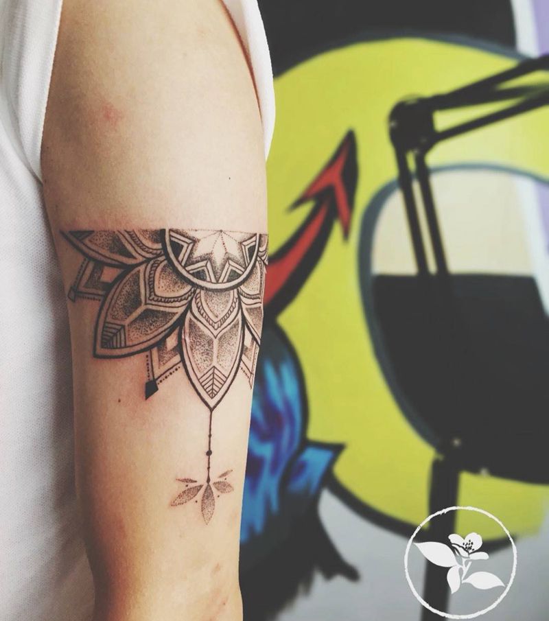 梵花纹身纹身图片_成品手稿手臂清新点刺几何纹身图案