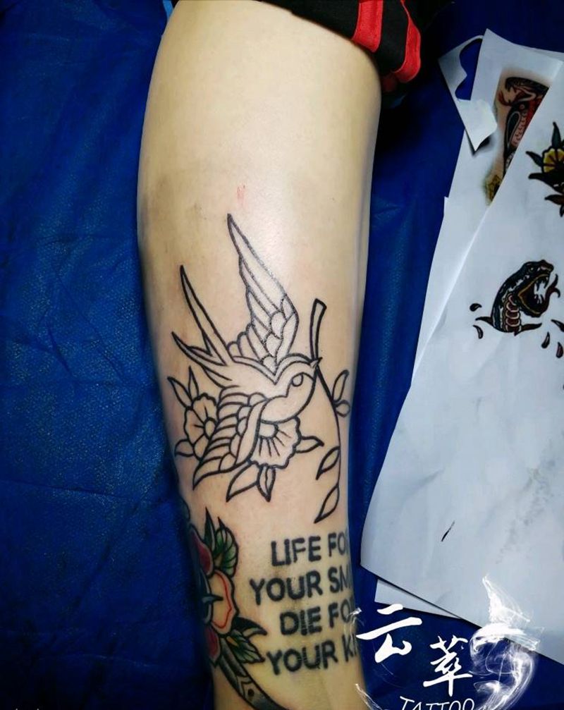 os纹身图片_腿部欧美动物成品纹身图案