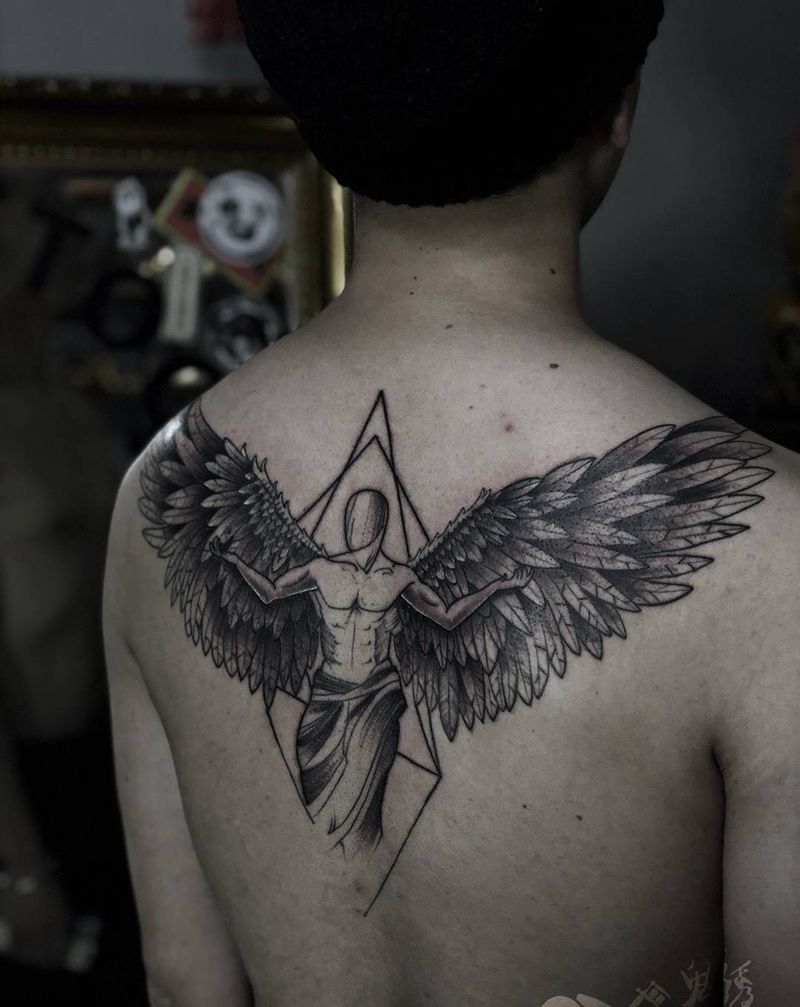 天使之翼纹身图片_背部翅膀纹身图案