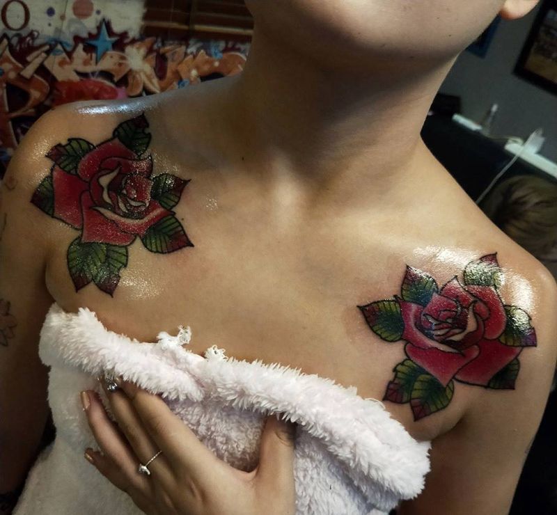 肩花纹身图片_成品肩部欧美植物刺青鬼绣作品纹身图案