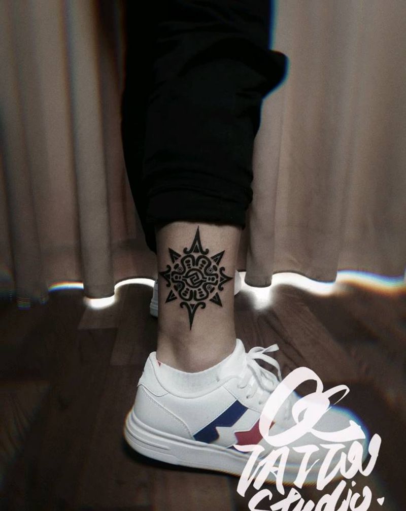 图腾纹身图片_腿部图腾纹身图案