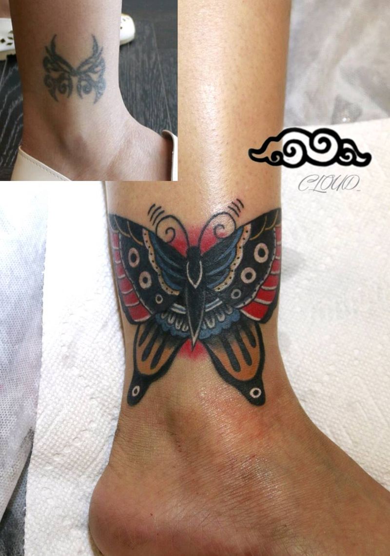 遮盖纹身图片_脚部欧美成品纹身图案