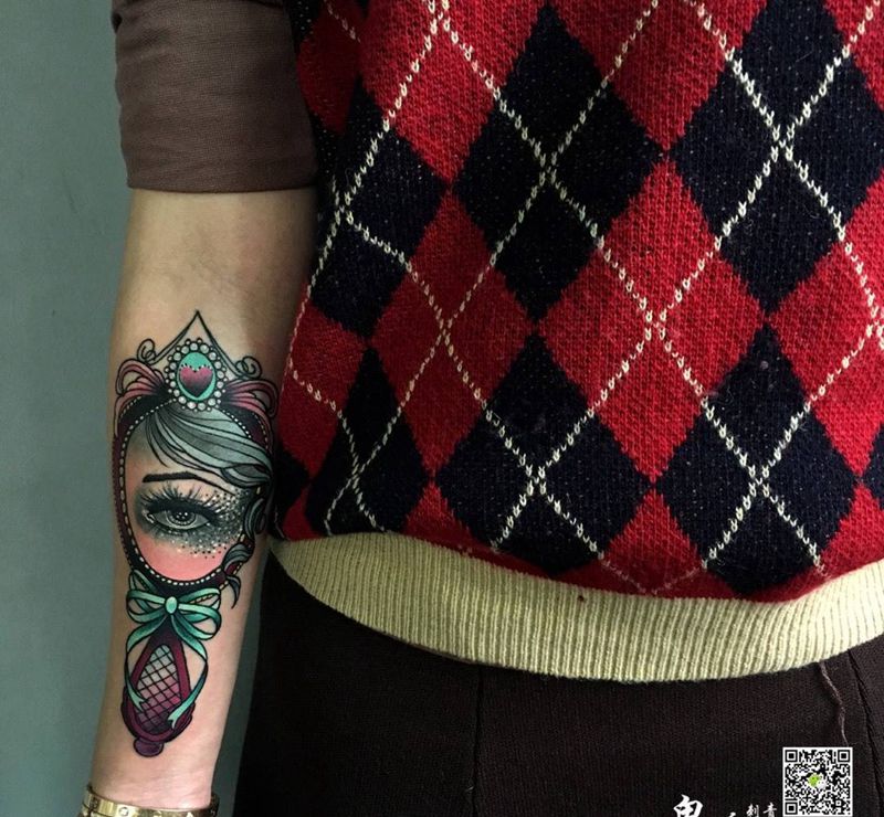 眼睛纹身图片_成品手臂欧美原创静物刺青鬼绣作品纹身图案