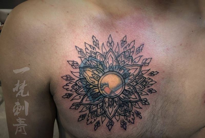 梵花点刺遮盖纹身图片_重庆刺青匠重庆店成品习俗纹身图案