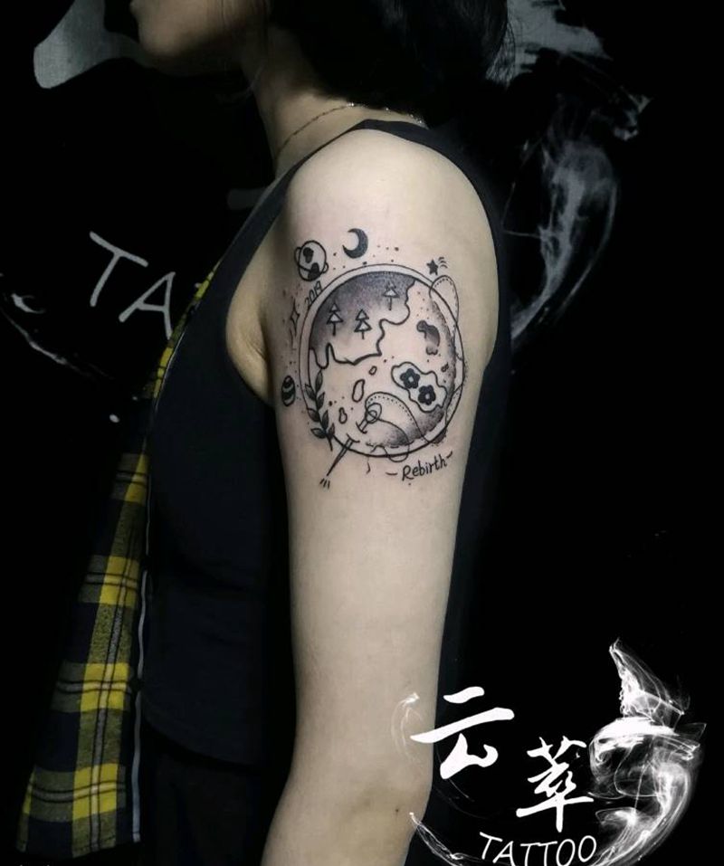 独立纹身图片_手臂点刺纹身图案