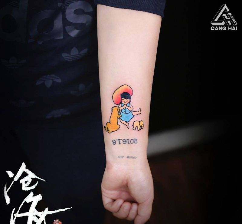 卡通家人纹身图片