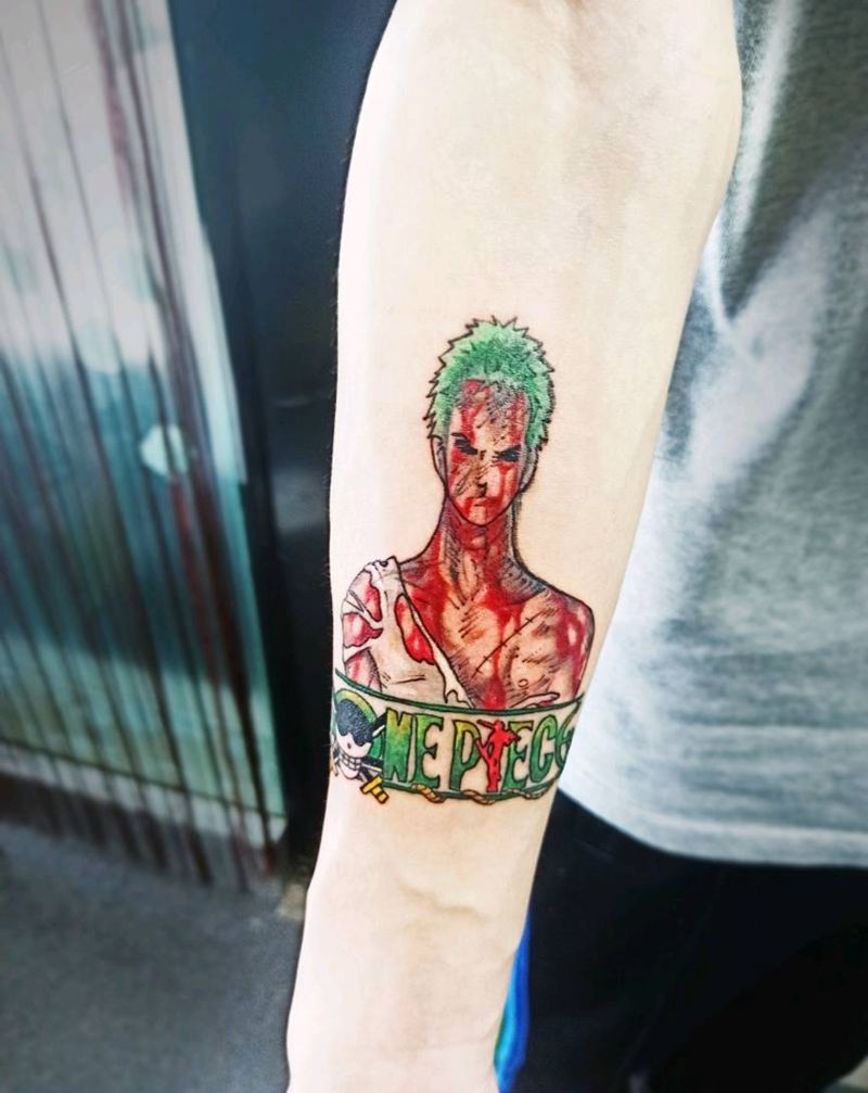 索隆遮盖旧纹身纹身图片_手臂动漫卡通纹身图案