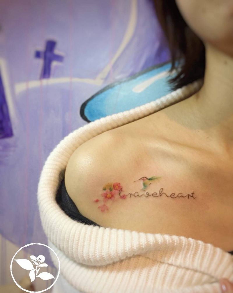 水墨花纹身图片_成品插花清新肩部纹身图案