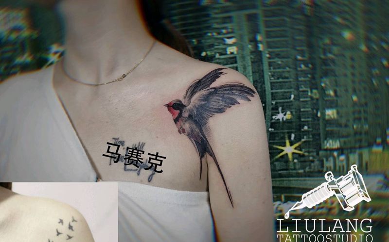 遮盖纹身图片_肩部纹身图案