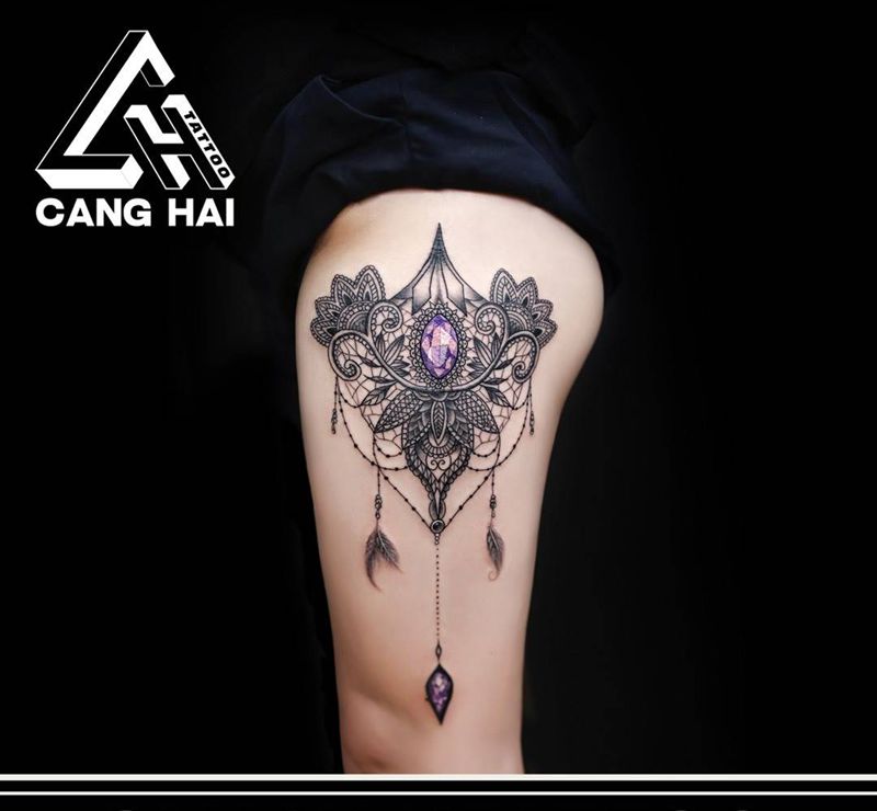 蕾丝水晶纹身图片