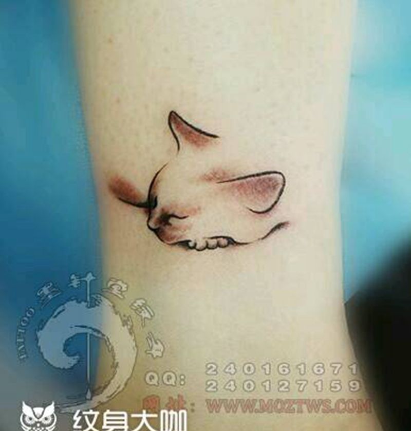 简笔画猫咪纹身图片