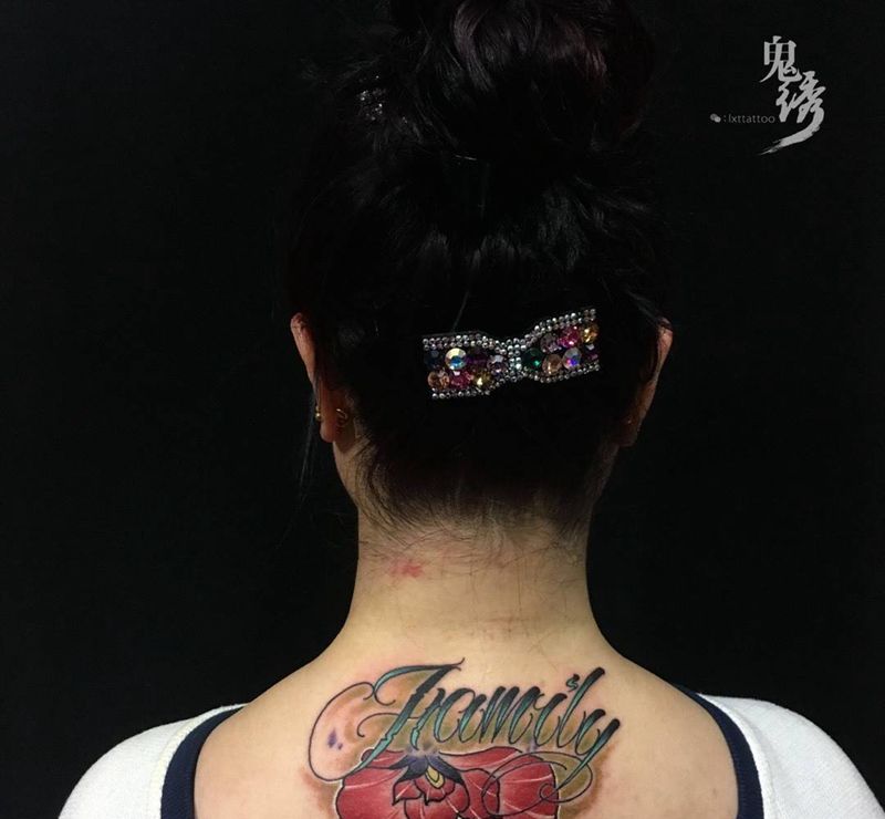 奇卡诺花体纹身图片_成品背部欧美原创刺青纹身图案