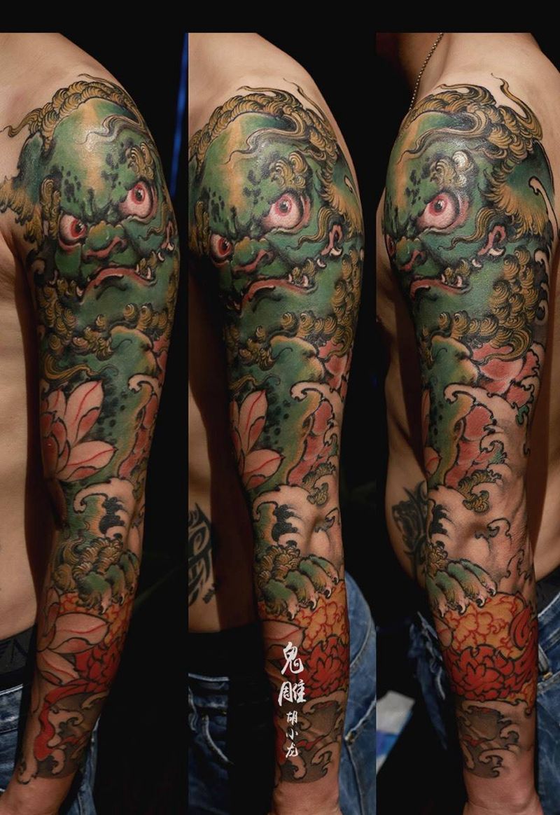 唐狮子纹身图片