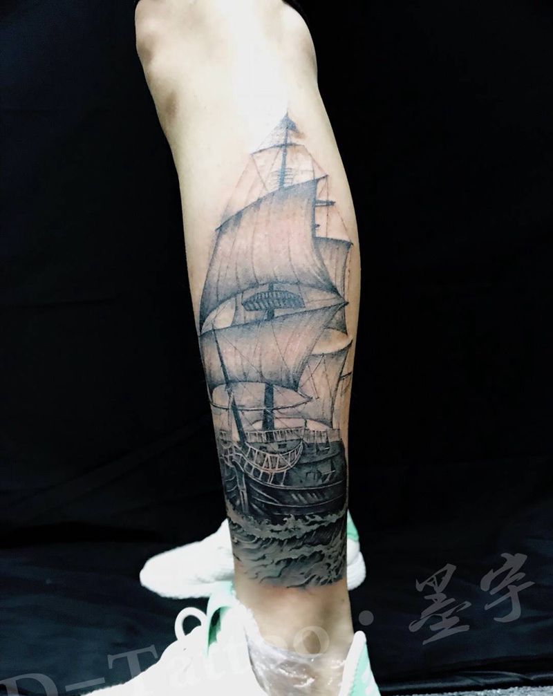 帆船纹身图片_刺青匠重庆重庆店成品纹身图案