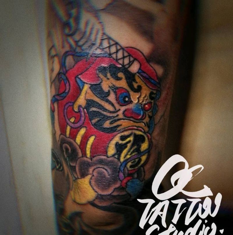 达摩蛋纹身图片_手臂新传统纹身图案