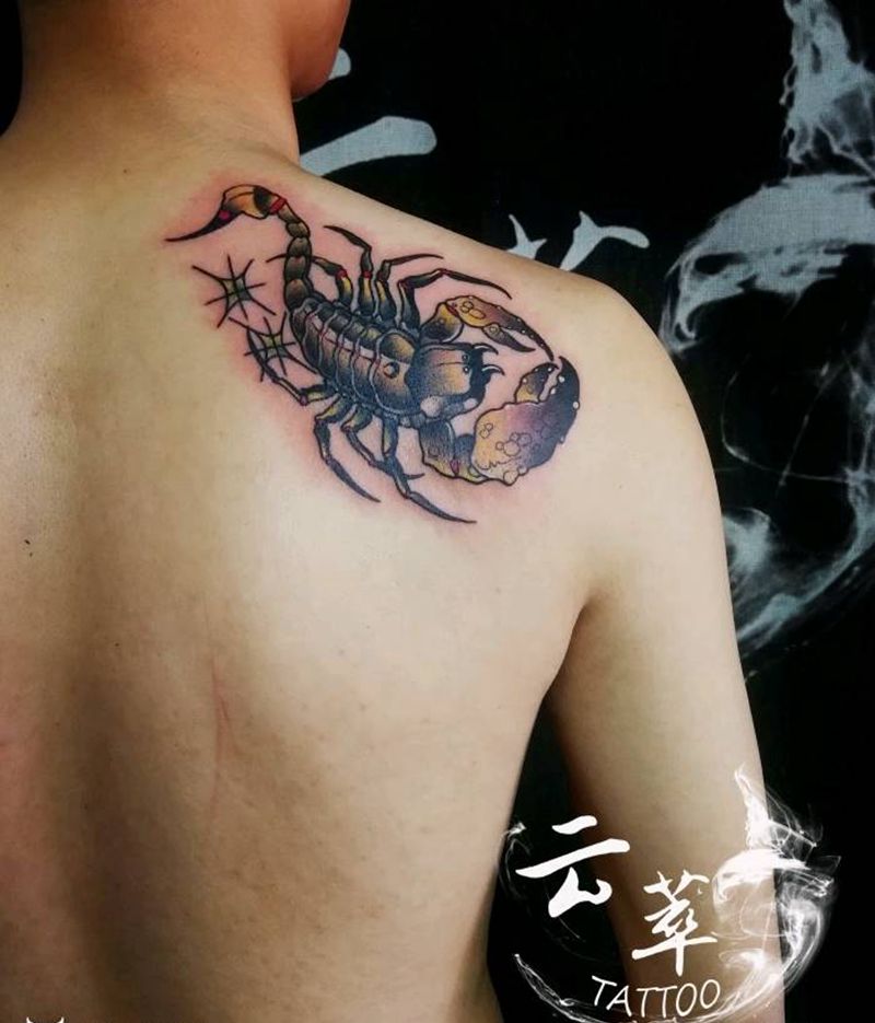 蝎子纹身图片_背部New School纹身图案