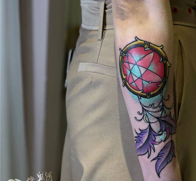 捕梦网纹身图片