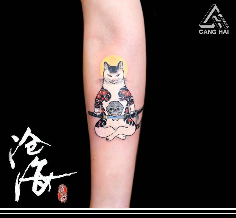 社会猫纹身图片