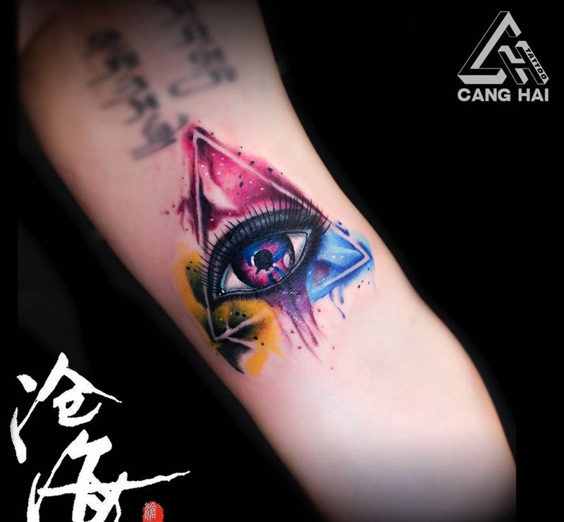 水彩权力之眼纹身图片