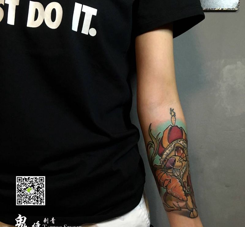 流氓兔纹身图片_成品手臂欧美动物刺青纹身图案