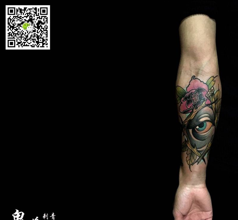 New school眼睛纹身图片_成品手臂欧美原创静物刺青纹身图案