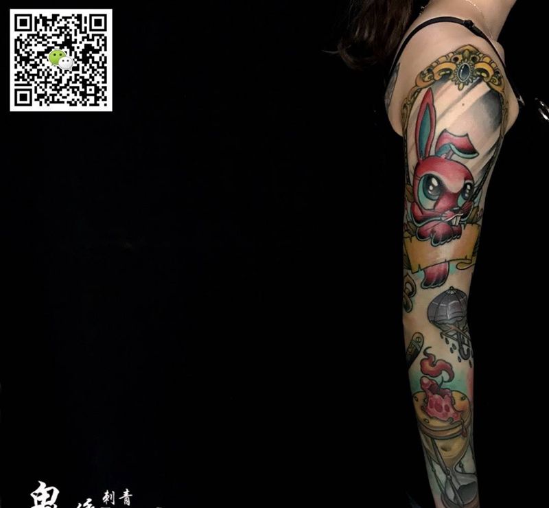 New school花臂纹身图片_成品手臂欧美植物动物静物原创刺青纹身图案