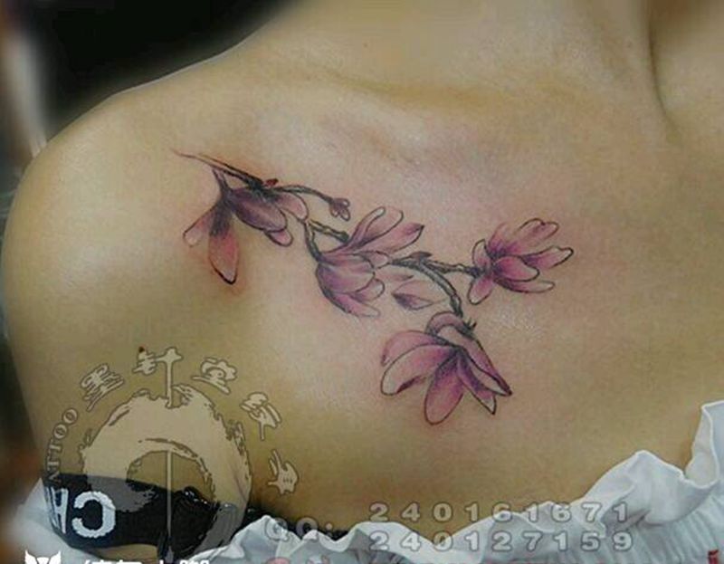 玉兰花纹身图片